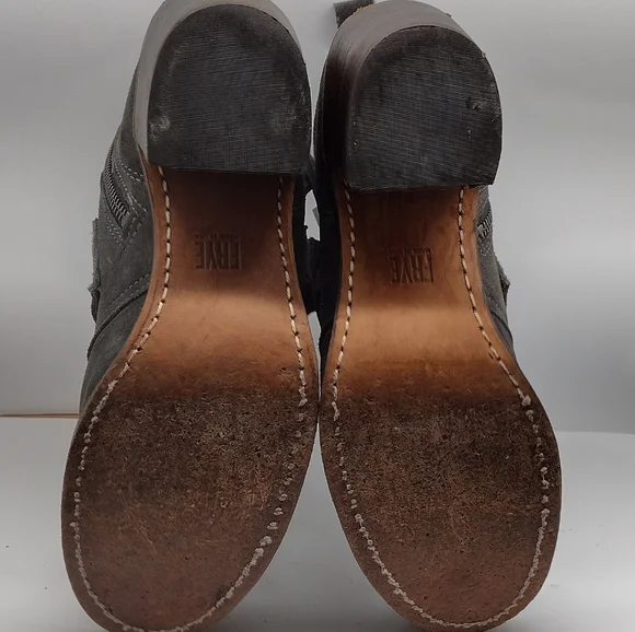 Frye Sabrina Double Buckle Grey Leather Boots l Side Zipper l Size 9 M l - Picture 11 of 11